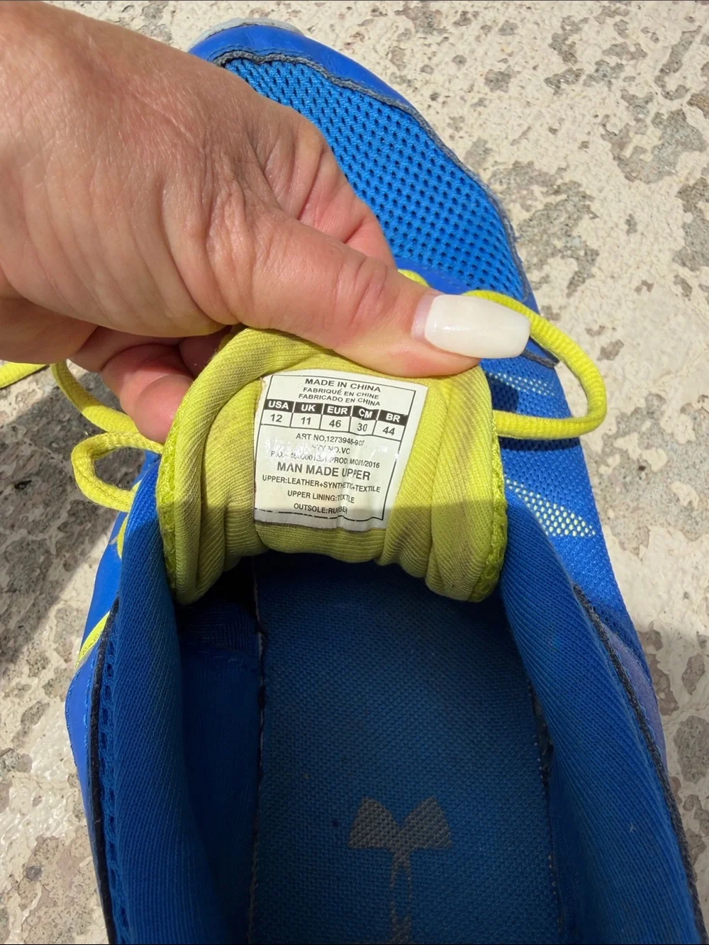 Under Armour Blue Athletic Sneakers with Yellow Laces